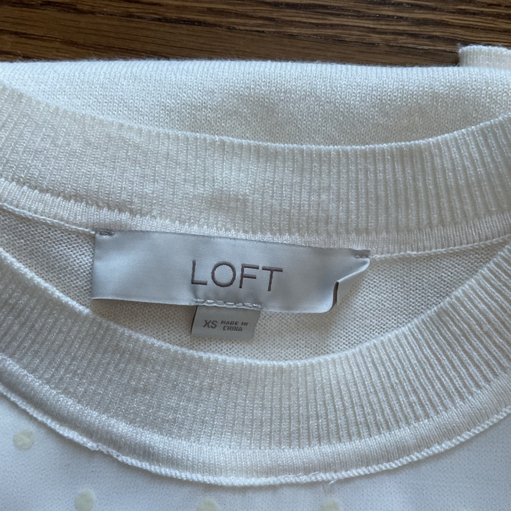 LOFT Cream Sheer Ruffle sweater - Picture 11 of 11